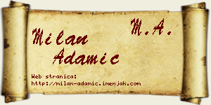 Milan Adamić vizit kartica